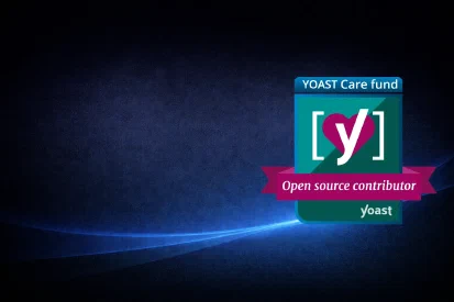 Abstract logo voor het Yoast Care Fonds in de typisch felle Yoast kleuren