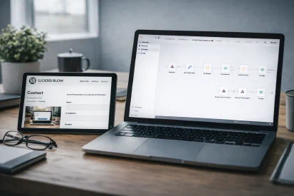 Schema van een contactformulier dat via n8n webhook wordt verwerkt