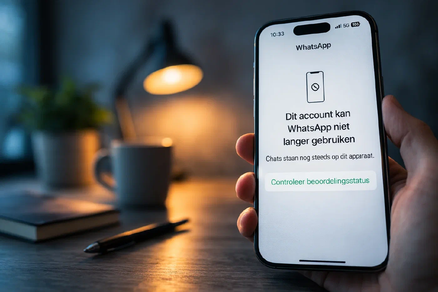 Smartphone met geblokkeerde WhatsApp-app