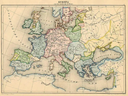 Antieke kaart van Midden-Europa die de oorsprong van mijn familie verbeeldt