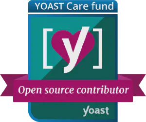 Abstract Yoast stylish logo for the Yoast Care Fund in the typical Yoast bright colours