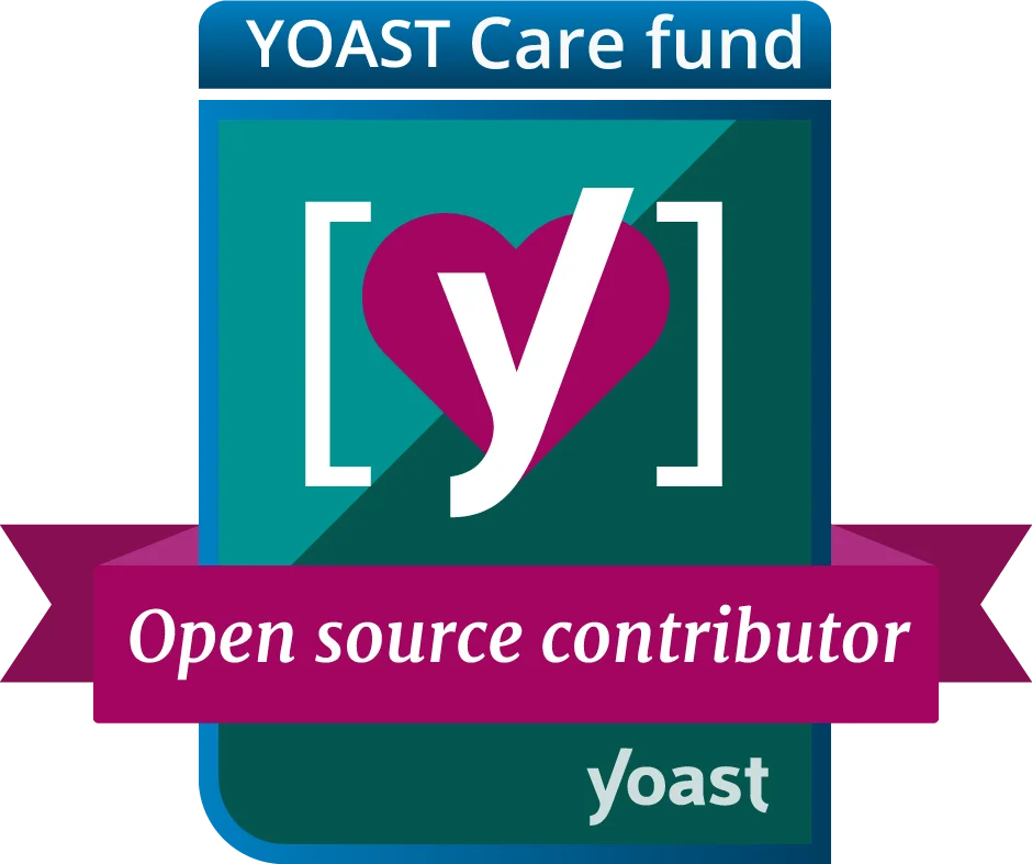Abstract logo voor het Yoast Care Fonds in de typisch felle Yoast kleuren